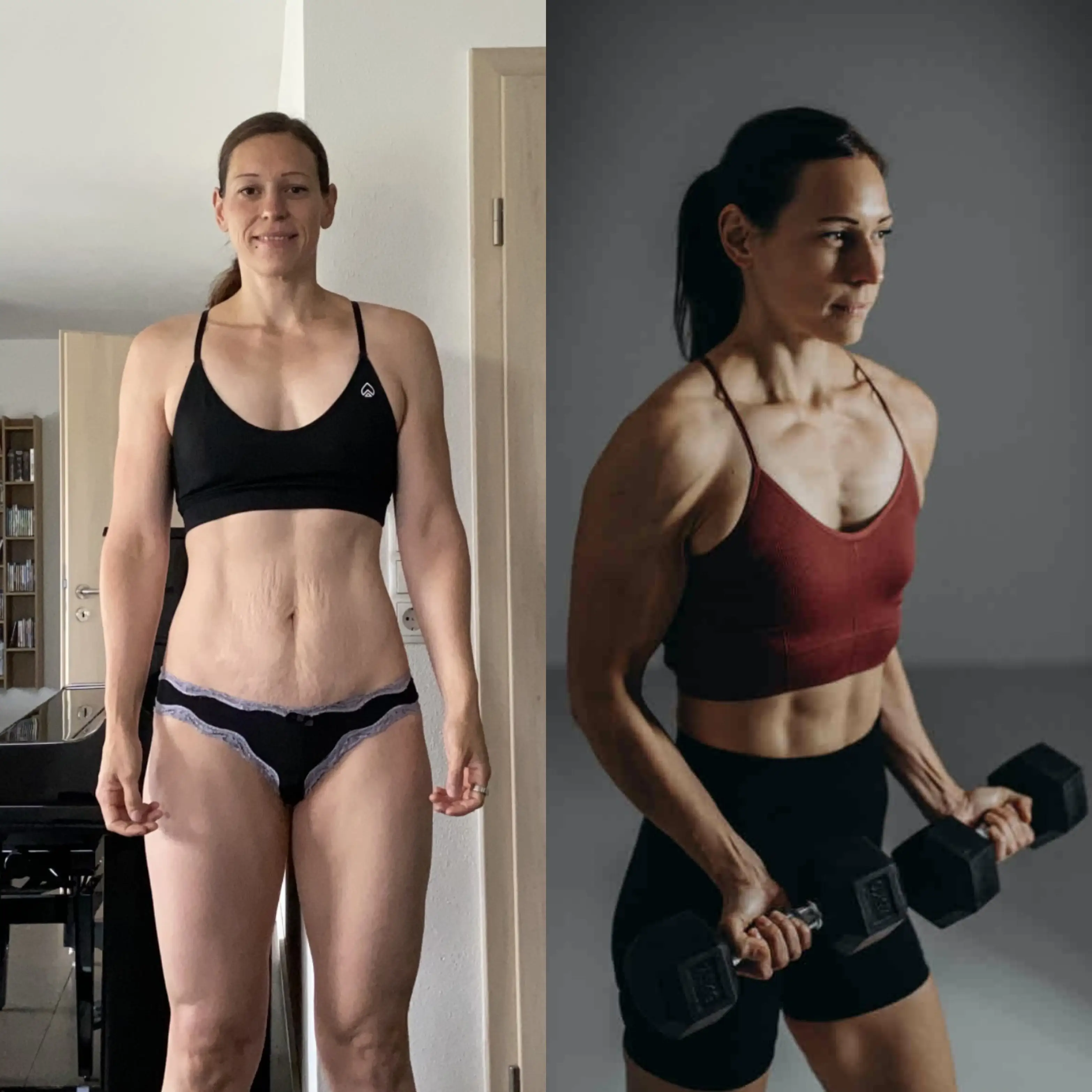 Vorher nachher Bild der erfolgreichen Transformation einer Kundin aus dem Coaching