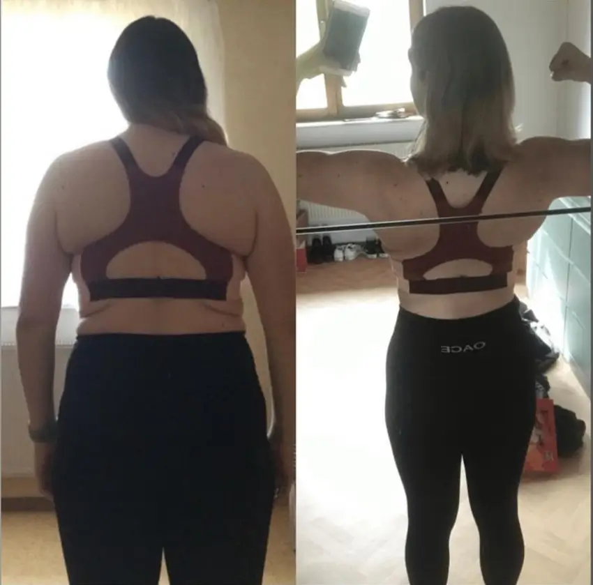 Vorher nachher Bild der erfolgreichen Transformation einer Kundin aus dem Coaching