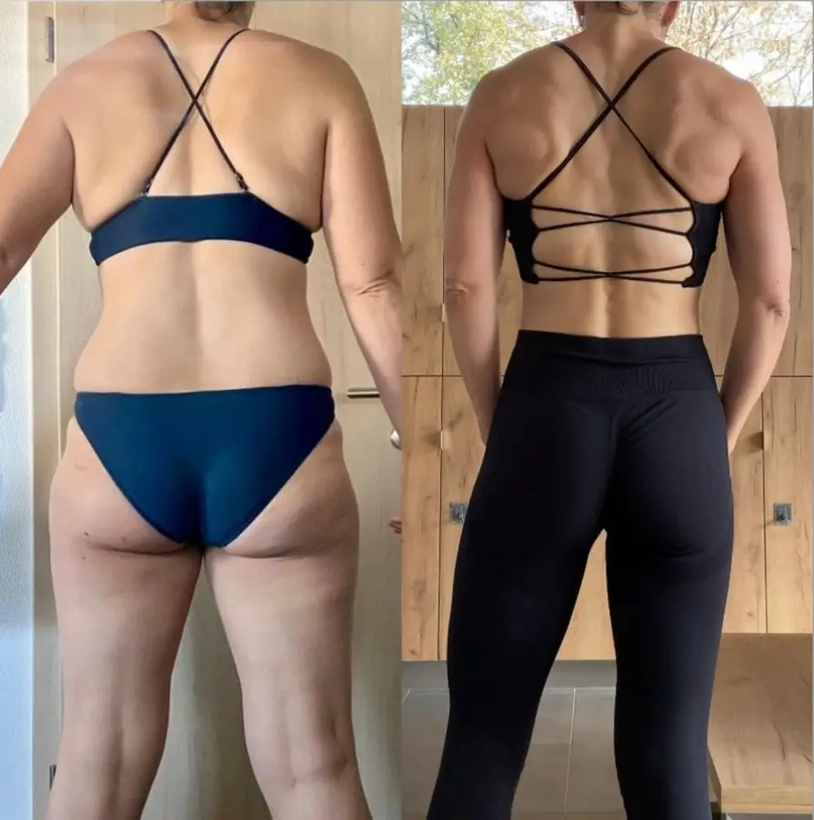 Vorher nachher Bild der erfolgreichen Transformation einer Kundin aus dem Coaching